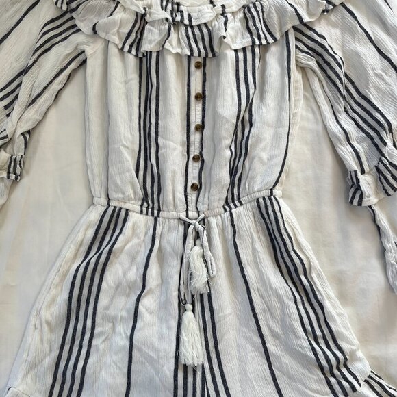 American Eagle White Black Stripe Boho Flare Sleeve Romper | Size XS - Picture 4 of 7